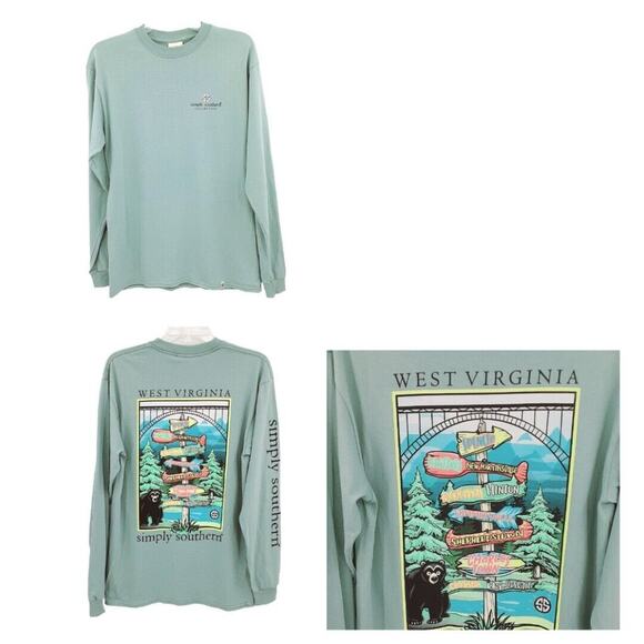Simply Southern West Virginia Long Sleeve T-Shirt Tee 100% Cotton Unisex Medium - Picture 1 of 6